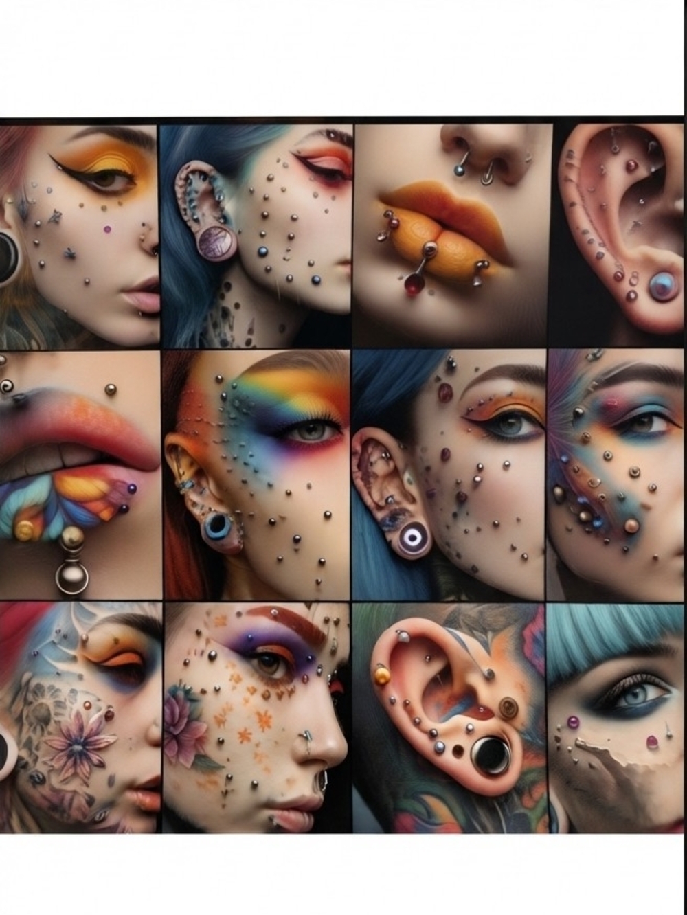 Alternative & Body Modification Art Poster 12-Panel Collage Print